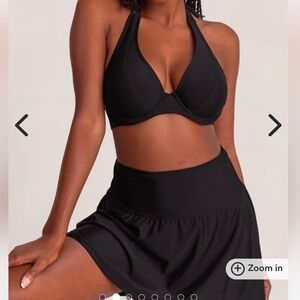 Shapermint Essentials ocean Blue Halter Bikini Top & High Waisted Swim Skirt